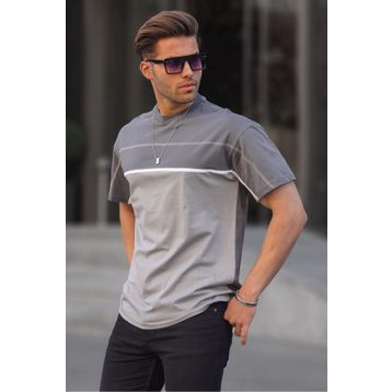 Madmext 6177 Füme Renk Bloklu Erkek T-shirt
