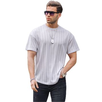 Madmext 6179 Boyalı Gri Oversize Bisiklet Yaka Erkek T-shirt