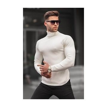 Madmext 6306 Kemik Rengi Balıkçı Yaka Erkek Triko Kazak