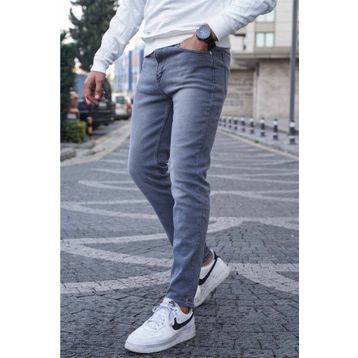 Madmext 6323 Gri Likralı Skinny Fit Erkek Jean Pantolon
