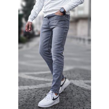 Madmext 6323 Gri Likralı Skinny Fit Erkek Jean Pantolon