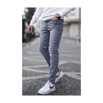 Madmext 6323 Gri Likralı Skinny Fit Erkek Jean Pantolon