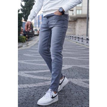Madmext 6323 Gri Likralı Skinny Fit Erkek Jean Pantolon