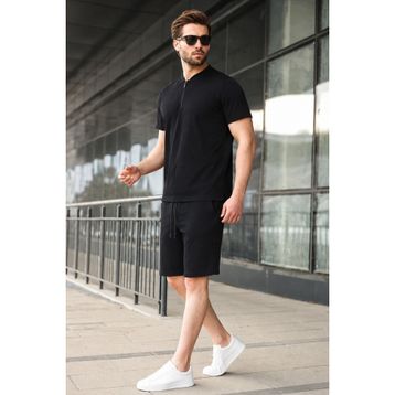 Madmext 6364 Siyah Regular Fit Erkek Şort Takımı