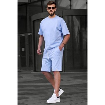 Madmext 6377 Bebe Mavisi Basic Erkek Şort Takımı