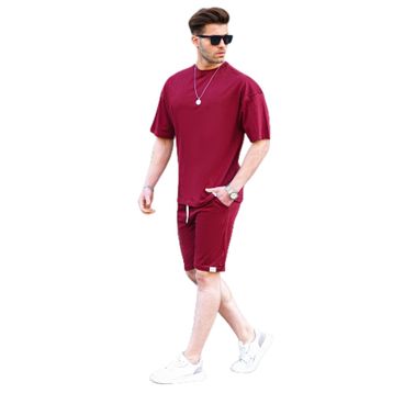 Madmext 6377 Bordo Basic Erkek Şort Takımı
