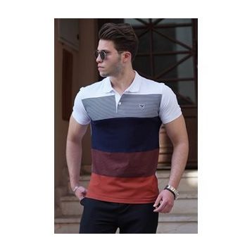 Madmext 9280 Beyaz Polo Yaka Erkek T-shirt