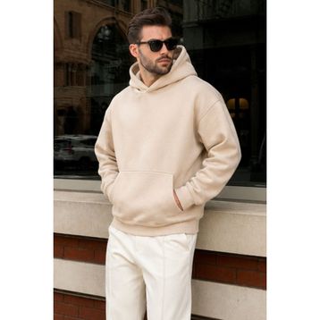Madmext E7169 Bej Kapüşonlu Erkek Sweatshirt