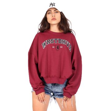 Madmext MG1196 Kadın Mad Girls Bordo Sweatshirt