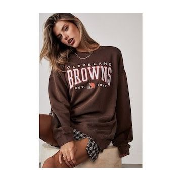 Madmext MG1210 Mad Girls Kahverengi Baskılı Kadın Sweatshirt
