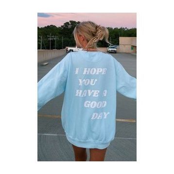 Madmext MG1219 Mavi Mad Girls Sırt Baskılı Kadın Sweatshirt