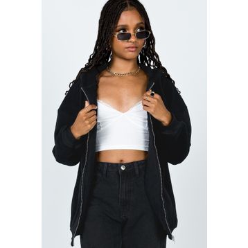 Madmext MG1223 Mad Girls Siyah Kapüşonlu Şardonlu Kadın Sweatshirt