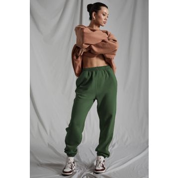 Madmext MG1235 72295 Kadın Haki Beli Lastikli Oversize Eşofman Altı