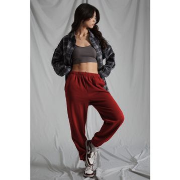Madmext MG1235 Kadın Haki Beli Lastikli Oversize Eşofman Altı
