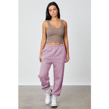 Madmext MG1235 Kadın Haki Beli Lastikli Oversize Eşofman Altı