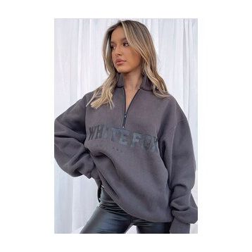 Madmext MG1246 Füme Kadın Fermuar Detaylı Sweatshirt