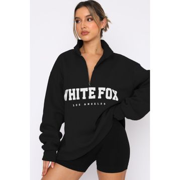 Madmext MG1246 Siyah Fermuar Detaylı Baskılı Kadın Sweatshirt