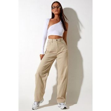 Madmext MG1247 Mad Girls Bej Palazzo Jean