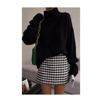 Madmext MG1252 Mad Girls Siyah Balıkçı Yaka Kadın Kazak
