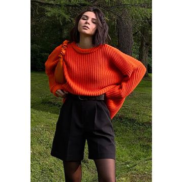 Madmext MG1264 Turuncu Bisiklet Yaka Basic Kazak