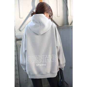 Madmext Mg1287 Mad Girls Boyalı Gri Baskılı Oversize Sweatshirt