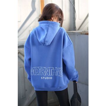 Madmext MG1287 Mad Girls Saks Baskılı Oversize Sweatshirt