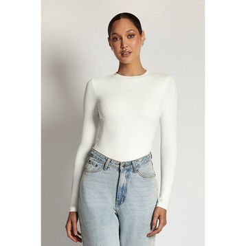 Madmext MG1292 Mad Girls Beyaz Fitilli Bodysuit