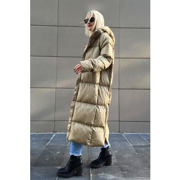 Madmext MG1303 Kadın Mad Girls Haki Uzun Şişme Mont