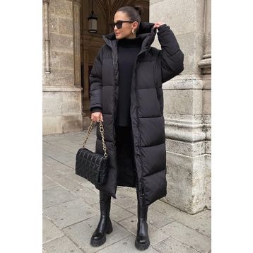 Madmext MG1303 Mad Girls Siyah Uzun Şişme Kadın Mont