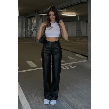 Madmext MG1316 Mad Girls Siyah Deri Pantolon
