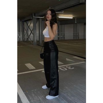 Madmext MG1316 Mad Girls Siyah Deri Pantolon