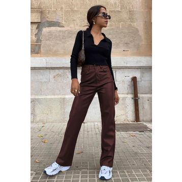 Madmext MG1316 Mad Girls Siyah Deri Pantolon