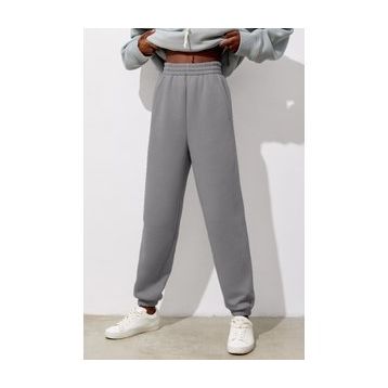 Madmext MG1353 Kadın Boyalı Gri Comfort Fit Eşofman Altı