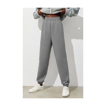 Madmext MG1353 Kadın Boyalı Gri Comfort Fit Eşofman Altı
