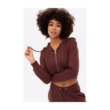 Madmext MG1355 Mad Girls Kahverengi Crop Sweatshirt