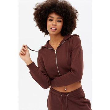 Madmext MG1355 Mad Girls Kahverengi Crop Sweatshirt