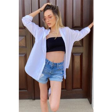 Madmext MG1369 Mad Girls Çağla Yeşili Oversize Gömlek