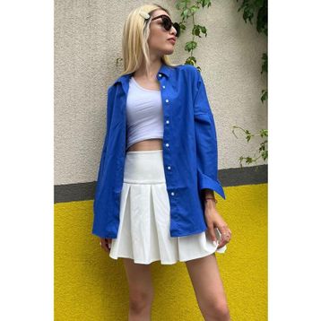 Madmext MG1369 Mad Girls Çağla Yeşili Oversize Gömlek