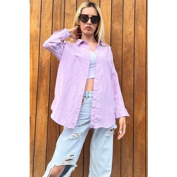 Madmext MG1369 Mad Girls Lila Oversize Gömlek