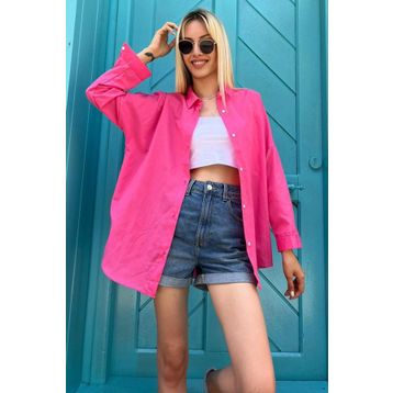 Madmext MG1369 Mad Girls Pembe Oversize Kadın Gömlek