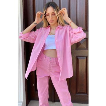 Madmext MG1369 Mad Girls Pembe Oversize Kadın Gömlek