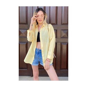 Madmext MG1369 Sarı Oversize Gömlek