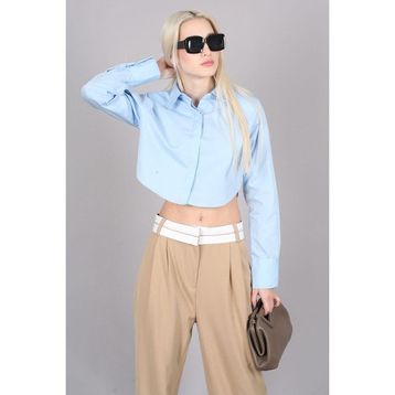 Madmext MG1382 Mad Girls Mavi Kısa Kadın Gömlek