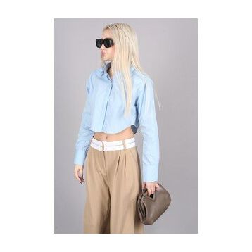 Madmext MG1382 Mad Girls Mavi Kısa Kadın Gömlek