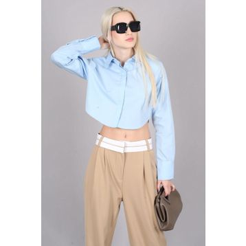 Madmext MG1382 Mad Girls Mavi Kısa Kadın Gömlek