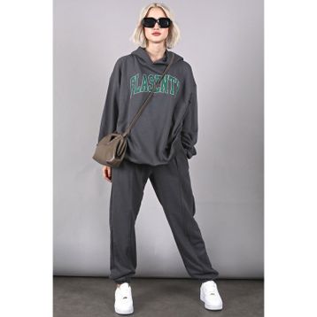 Madmext MG1561 Füme Oversize Baskılı Erkek Eşofman Takım