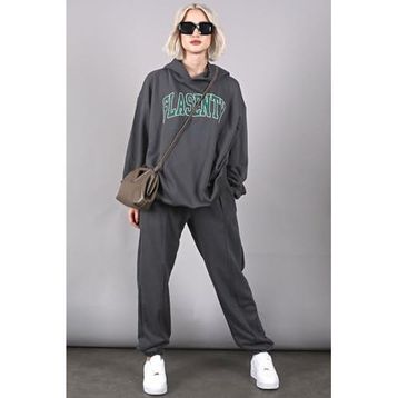 Madmext MG1561 Füme Oversize Baskılı Erkek Eşofman Takım