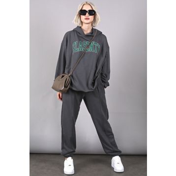 Madmext MG1561 Füme Oversize Baskılı Erkek Eşofman Takım