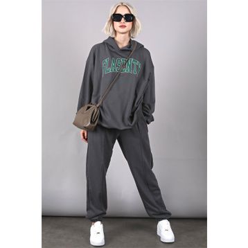 Madmext MG1561 Füme Oversize Baskılı Erkek Eşofman Takım