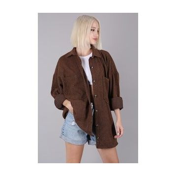 Madmext MG1562 Camel Oversize Gömlek Ceket